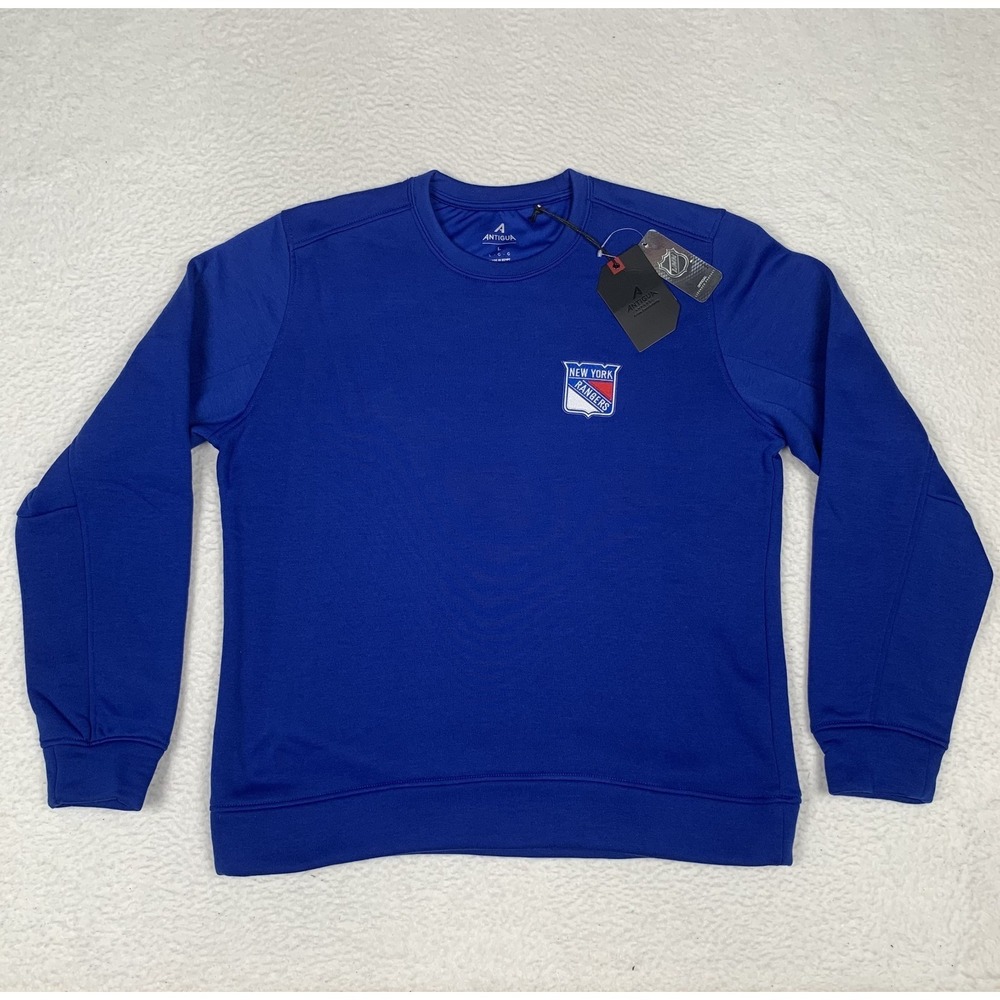Antigua New York Rangers Crewneck Sweatshirt Mens L Pullover NHL Hockey Blue NWT